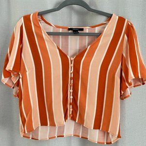 Button down cropped stripped shirt